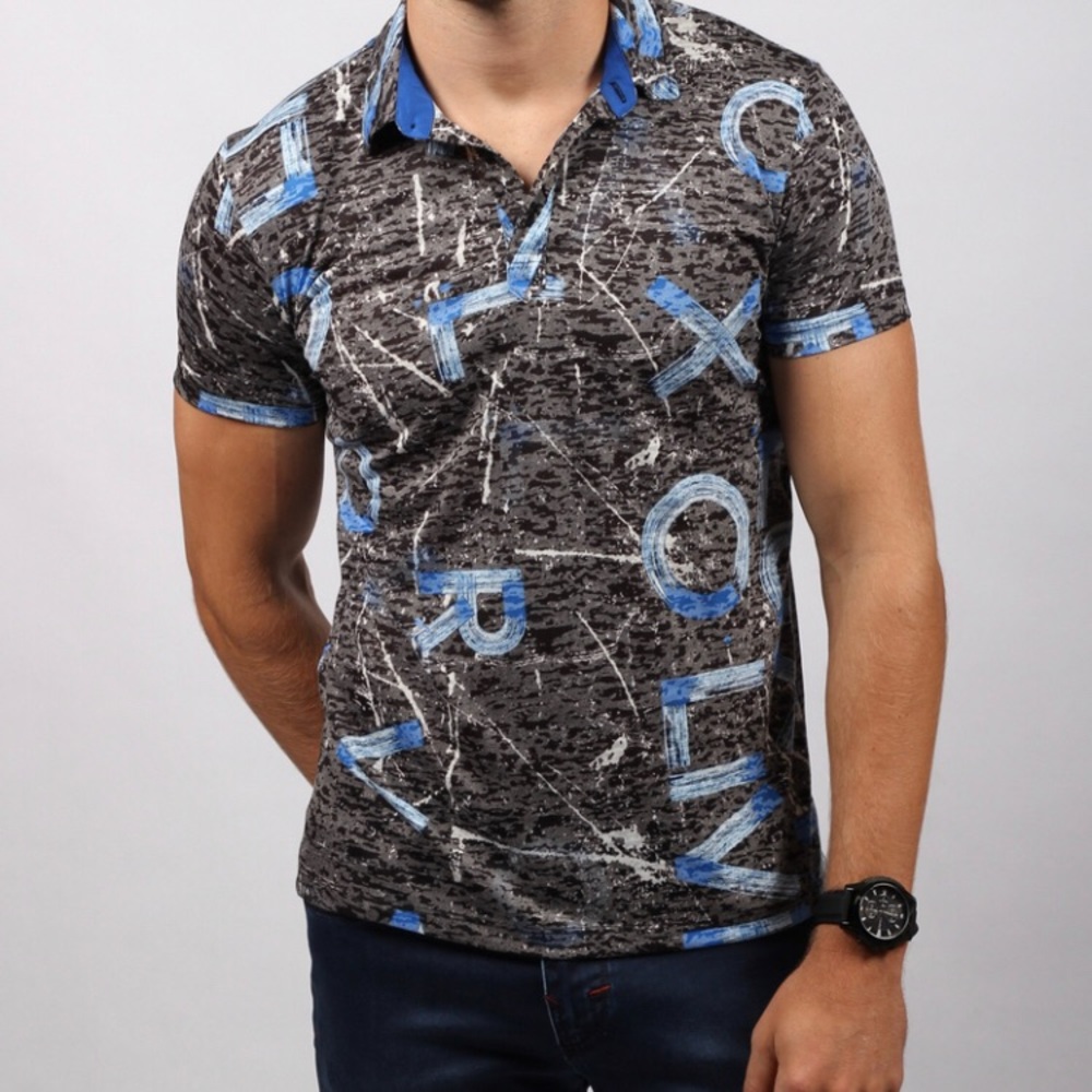 Eight X Blue print polo shirt